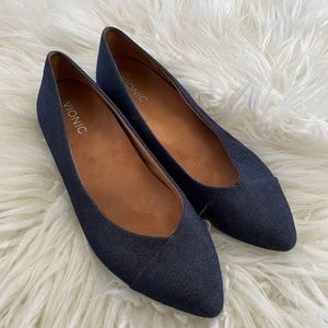 Vionic caballo denim pointed tie flats career 9